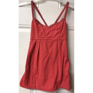 Lululemon Dance Strap Tank Top Women 4 Red Luxtreme Power Mesh Built In Bra Cami